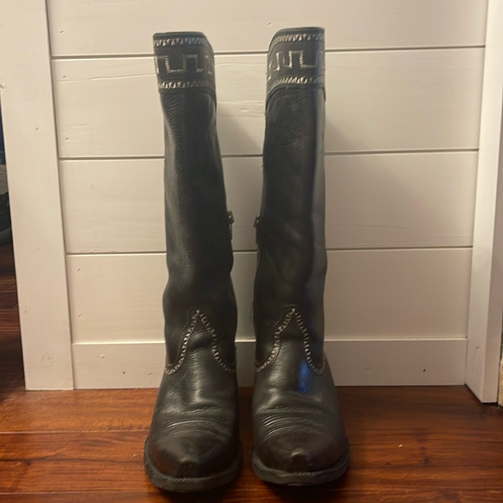 Ariat Sahara Black Leather Western Boots Size 10